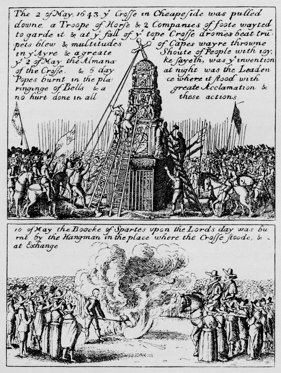 Ødeleggelsen av Cheapside Cross og brenningen av Book of Sports, mai 1643 1903 av Unbekannt
