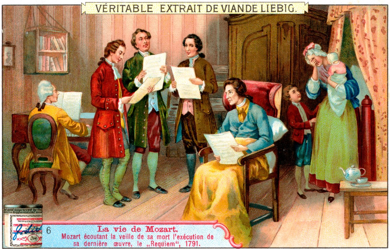 Den døende Mozart lytter til fremføringen av hans Requiem, 1791, c1900 av Unbekannt