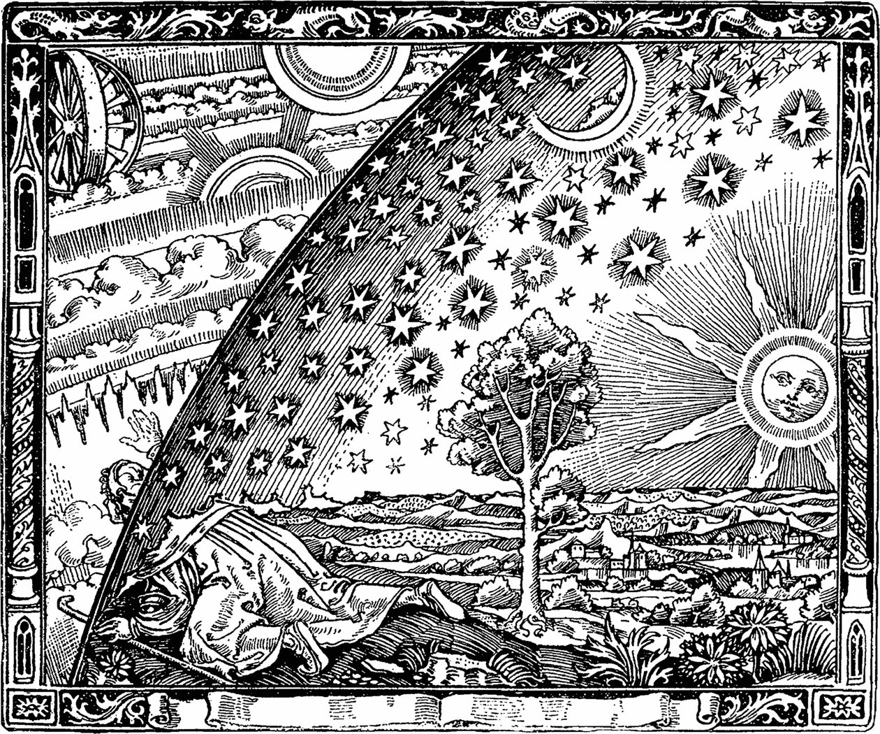 Kanten på himmelhvelvet Flammarion-gravering Fra Atmosfæren. Populær meteorologi av Camille av Unbekannt
