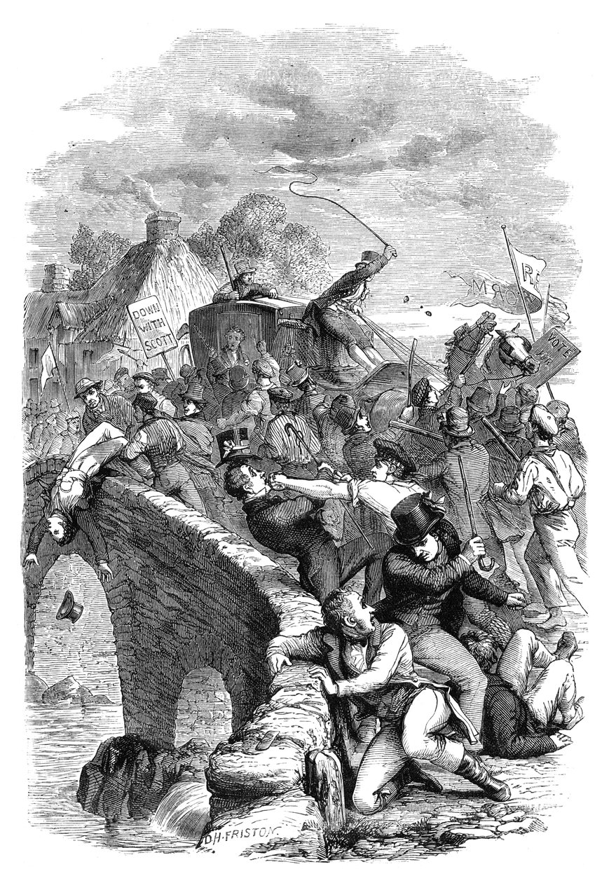 Valgopprøret ved Hawick, Scottish Borders, 1837 c1895 av Unbekannt