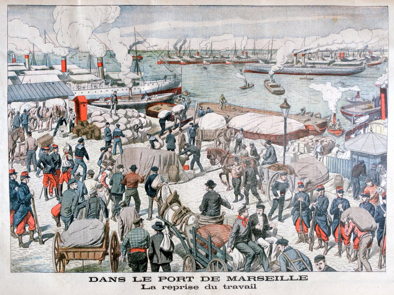 Slutten på streiken av havnearbeidere ved havnen i Marseille, Frankrike, 1904 av Unbekannt