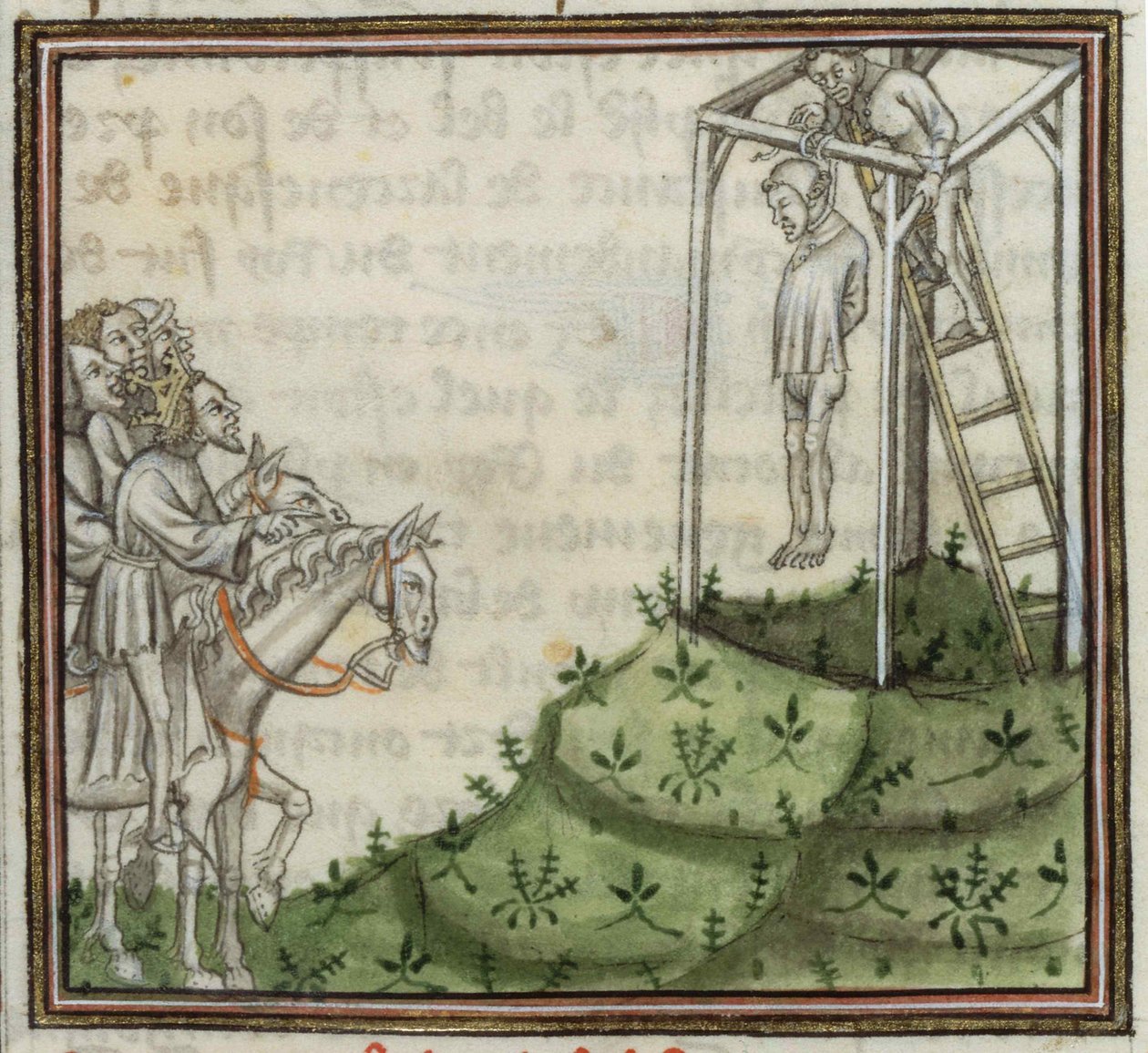 Henrettelsen av Enguerrand de Marigny. Fra Grandes Chroniques de France, 1300-tallet. av Unbekannt