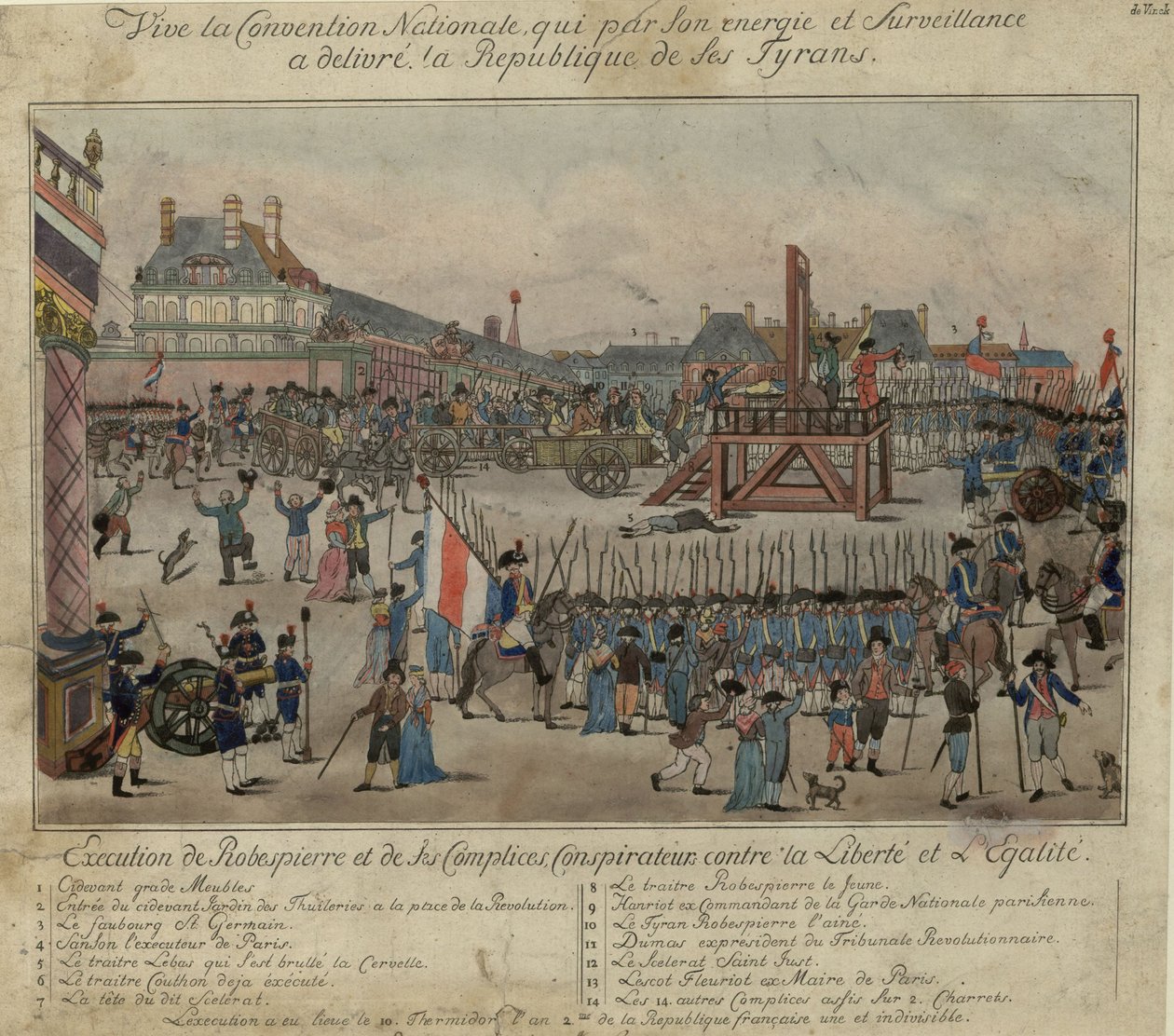 Henrettelsen av Robespierre og hans støttespillere 28. juli 1794 av Unbekannt