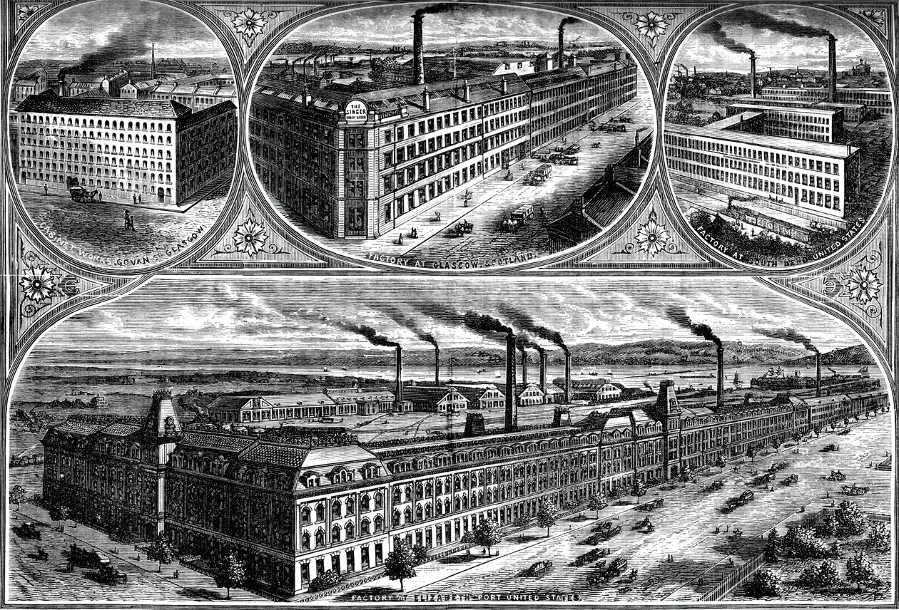 Fabrikkene til Singer Manufacturing Company, c1880 av Unbekannt