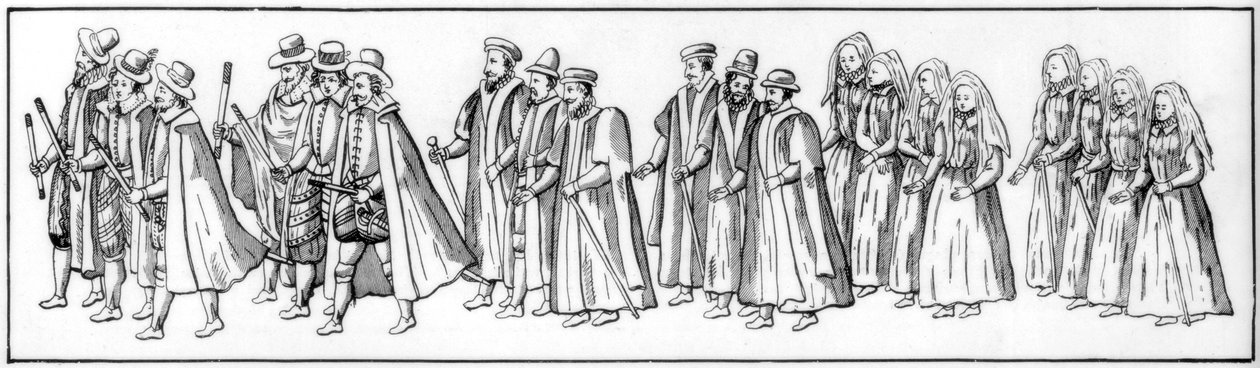 De trofaste undersåttene som ledet prosesjonen ved Elizabeths begravelse, 1603 1901 av Unbekannt