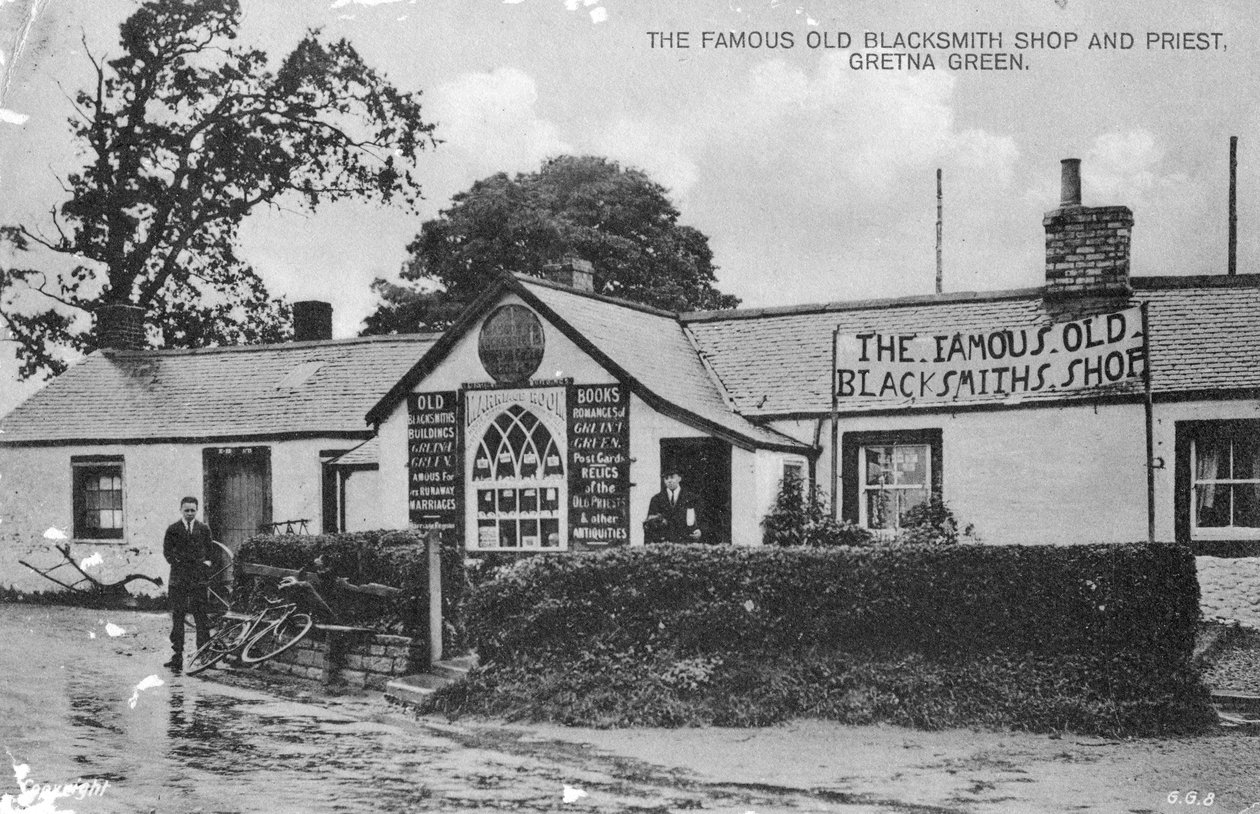 Den berømte gamle smedbutikken, Gretna Green, Dumfriesshire, Skottland, 1900-tallet av Unbekannt