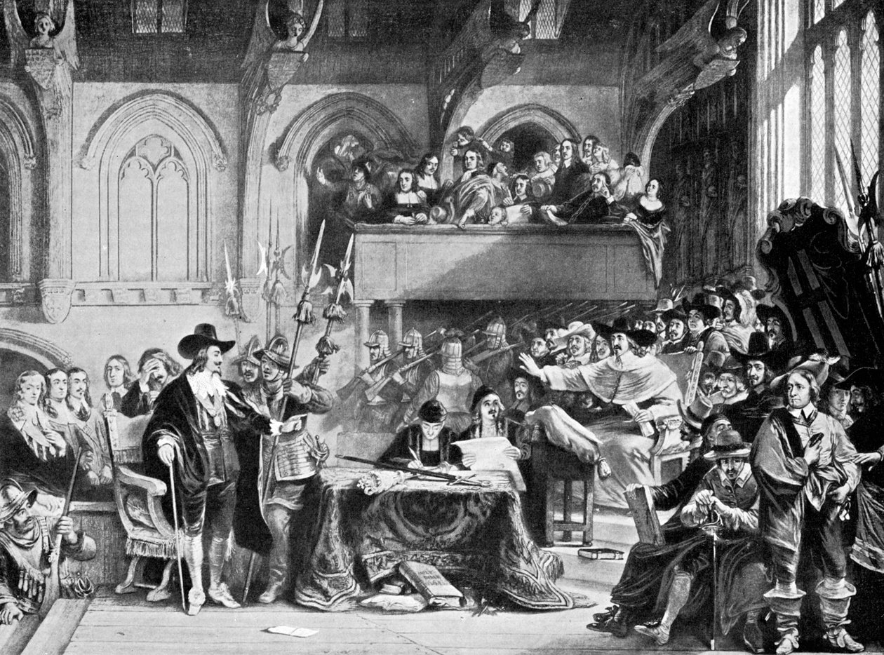 Den berømte rettssaken mot Charles I i Westminster Hall i januar 1649 c1905 av Unbekannt