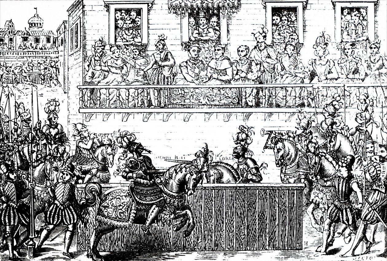 Den dødelige såringen av kong Henry II av Frankrike. av Unbekannt
