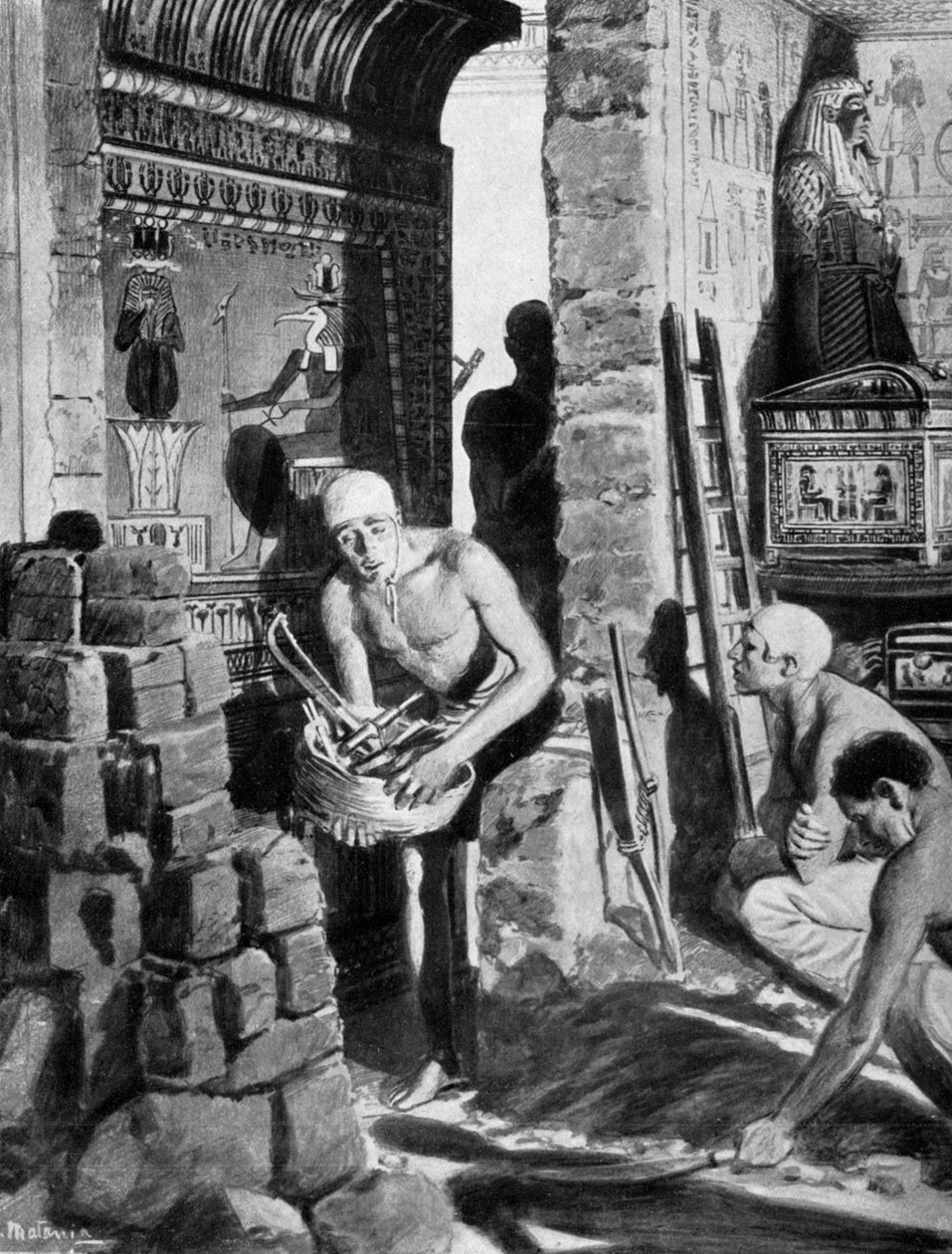 Den endelige interiørdekorasjonen og forseglingen av Tutankhamons grav, Egypt, 1325 f.Kr. 1933-1934 av Unbekannt