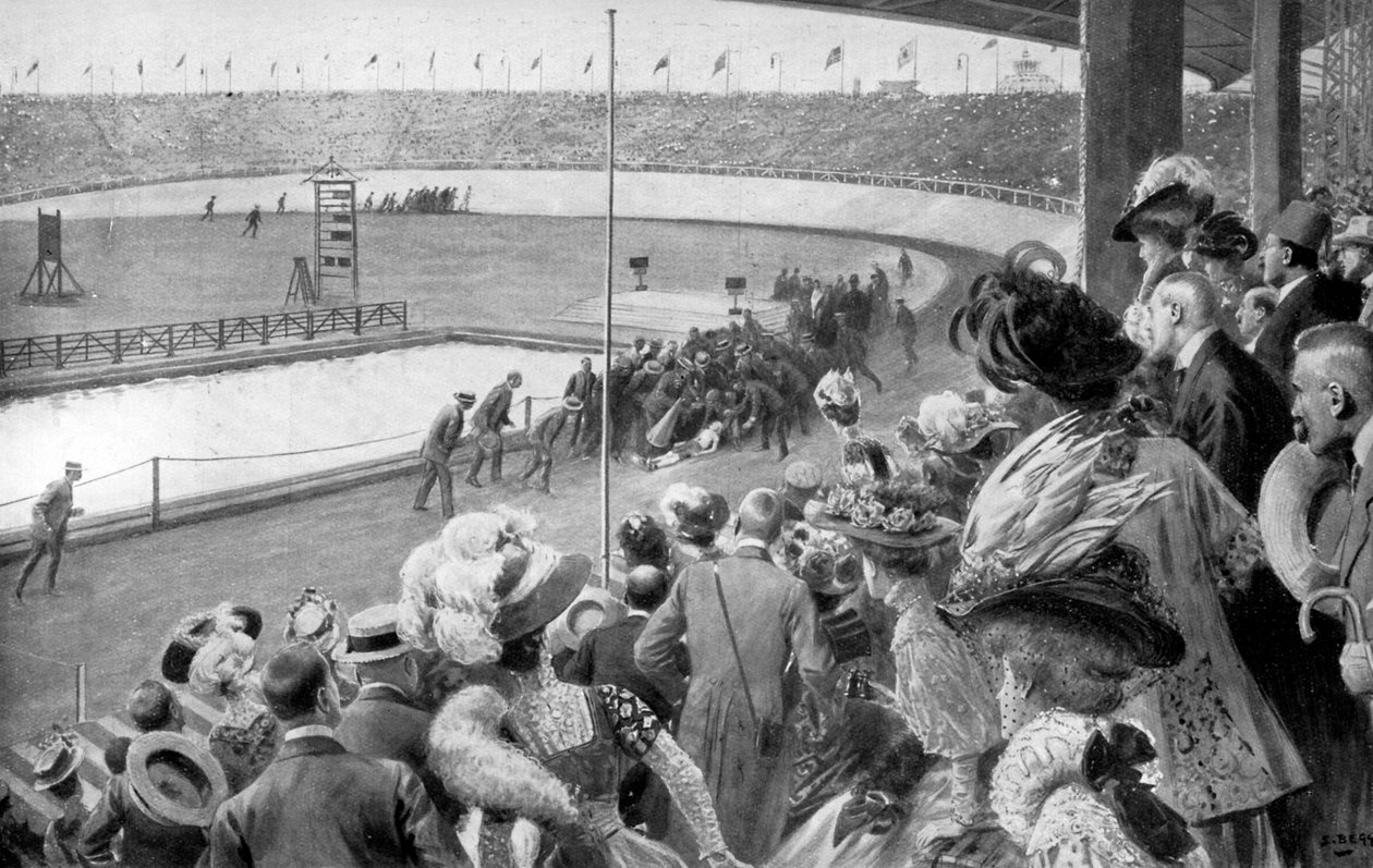 Avslutningen på maraton, olympiske leker, London, 1908, c1920 av Unbekannt