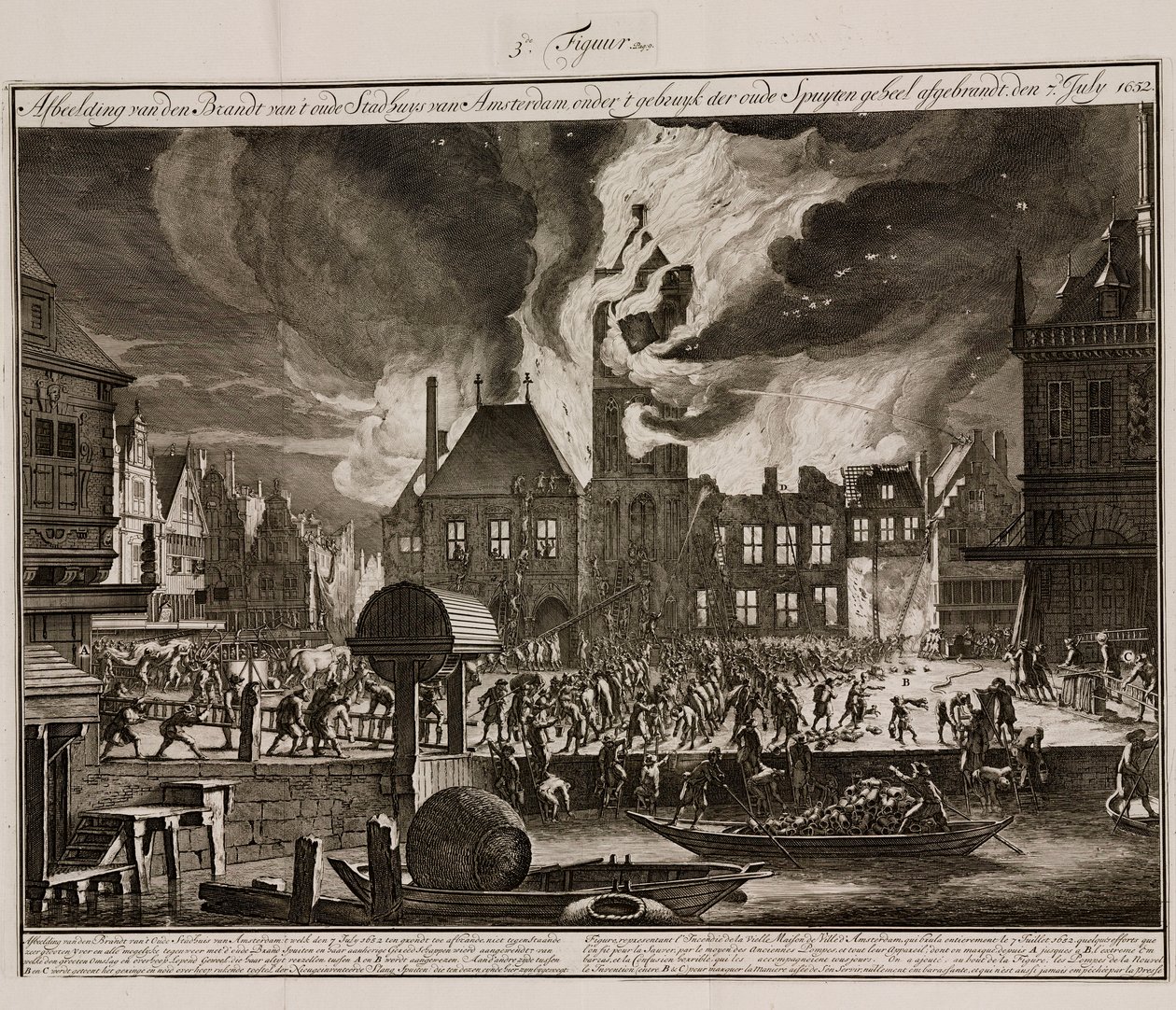 Brannen i Amsterdams gamle rådhus, Holland, 7. juli 1652 av Unbekannt