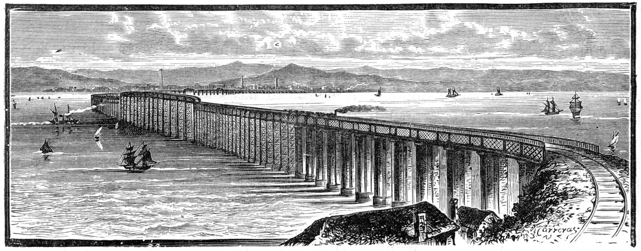 Den første Tay Bridge fra sør, Skottland, 1900 av Unbekannt