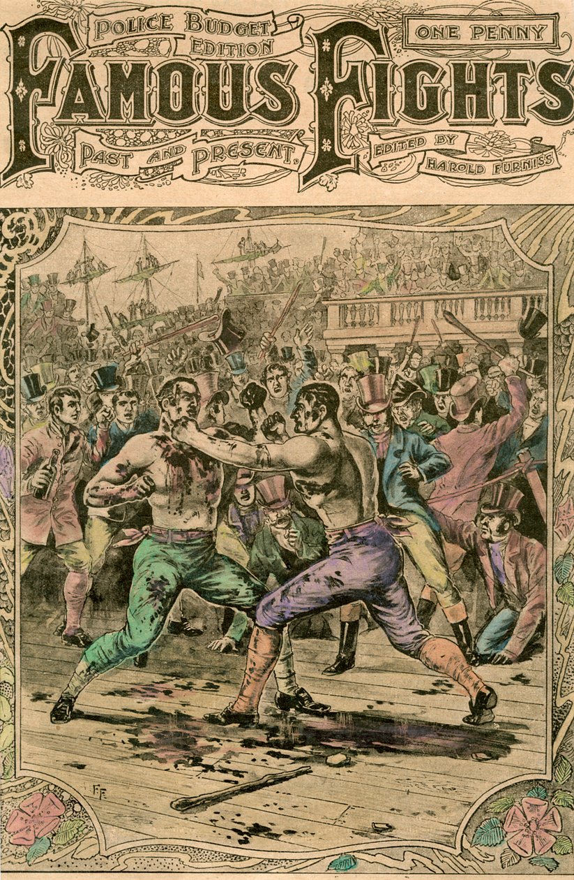 Den første kampen mellom Tom Spring og Jack Langan, 1824 sent på 1800- eller begynnelsen av 1900-tallet av Unbekannt