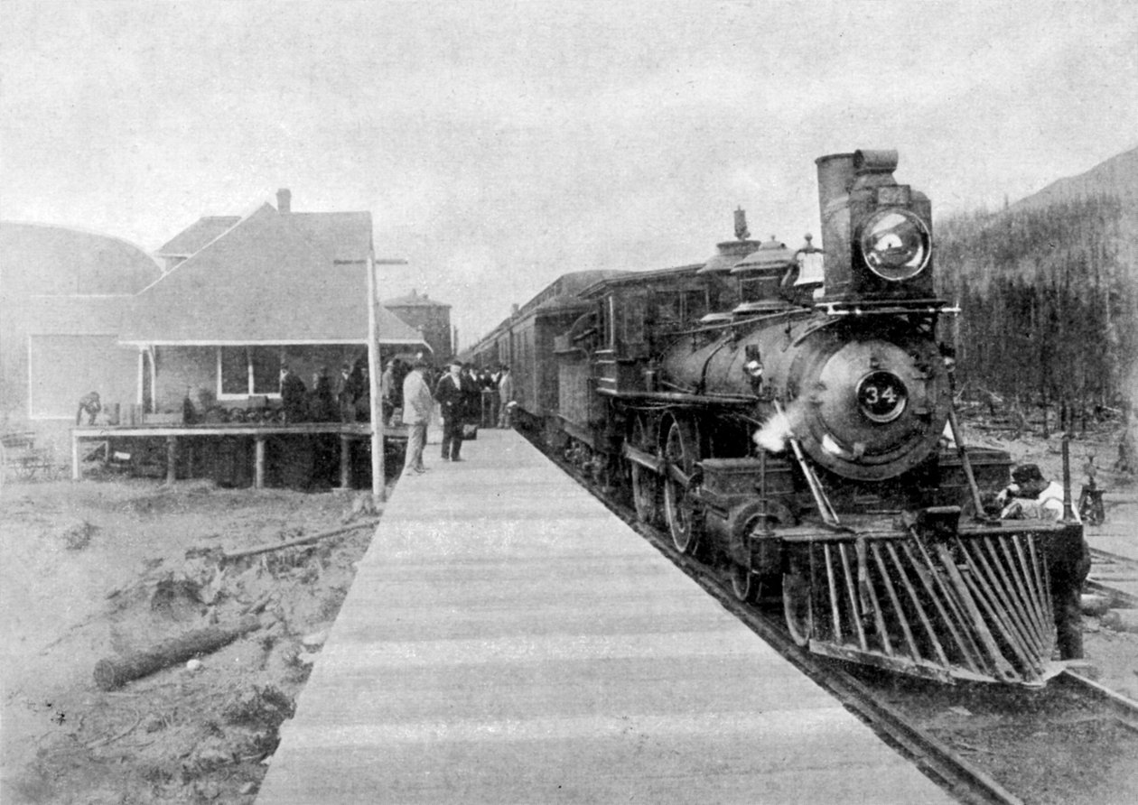 Det første vanlige transkontinentale toget i Fernie, British Columbia, Canada, 1886 1951 av Unbekannt
