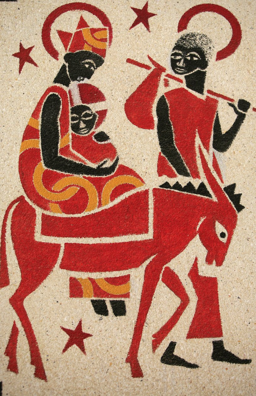 Flyturen til Egypt Keur Moussa klosterkirkefresken ble designet og malt i 1963 av Dom Georges Saget Keur Moussa Senegal av Unbekannt