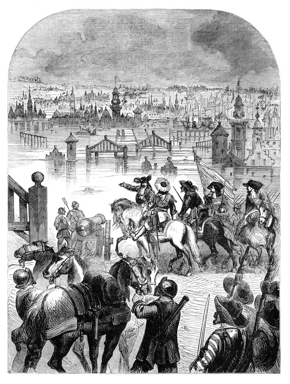 Oversvømmelsen av Amsterdam i 1672 etter ordre fra William III, c1902 av Unbekannt