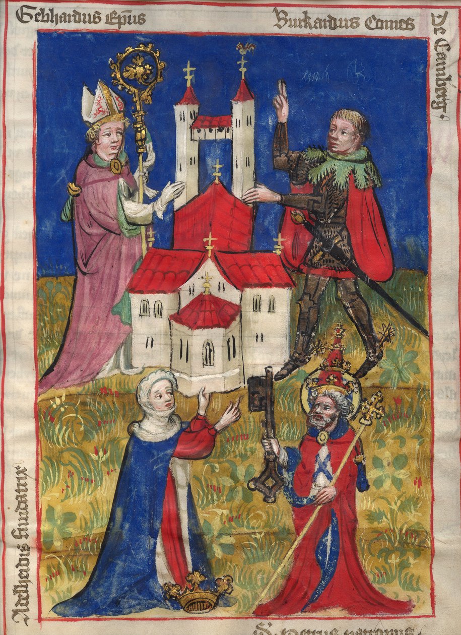 Grunnleggelsen av Oehringen-kanonklosteret i 1037 Fra Obleybuch of Oehringen av Unbekannt