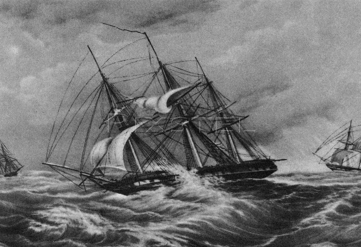 Fregatten Kreiser og slupen Ladoga ved kysten av Amerika, 1900-1910-tallet av Unbekannt