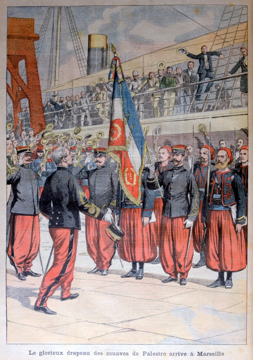 Det strålende flagget til zouavene til Palestro ankommer Marseilles, 1903 av Unbekannt