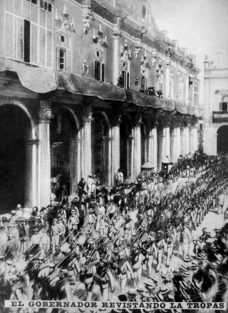 Guvernøren inspiserer de nyankomne troppene, 1868, 1920-tallet av Unbekannt