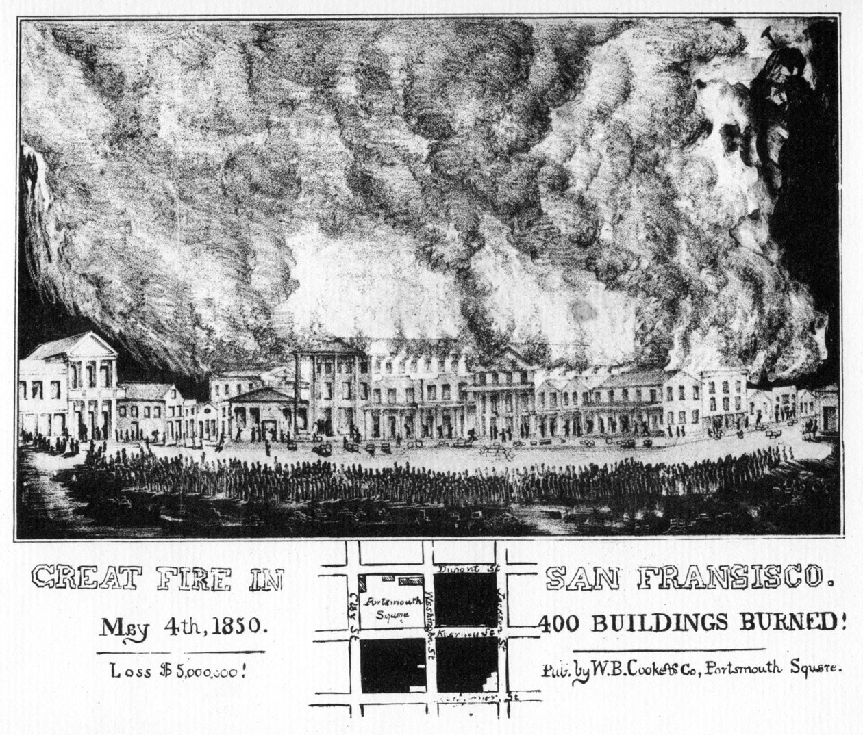 Den store brannen i San Francisco, California, 1850 1937 av Unbekannt