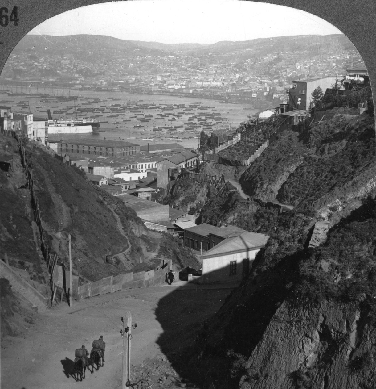 Havnen og byen Valparaiso, Chile, ca 1900-tallet av Unbekannt