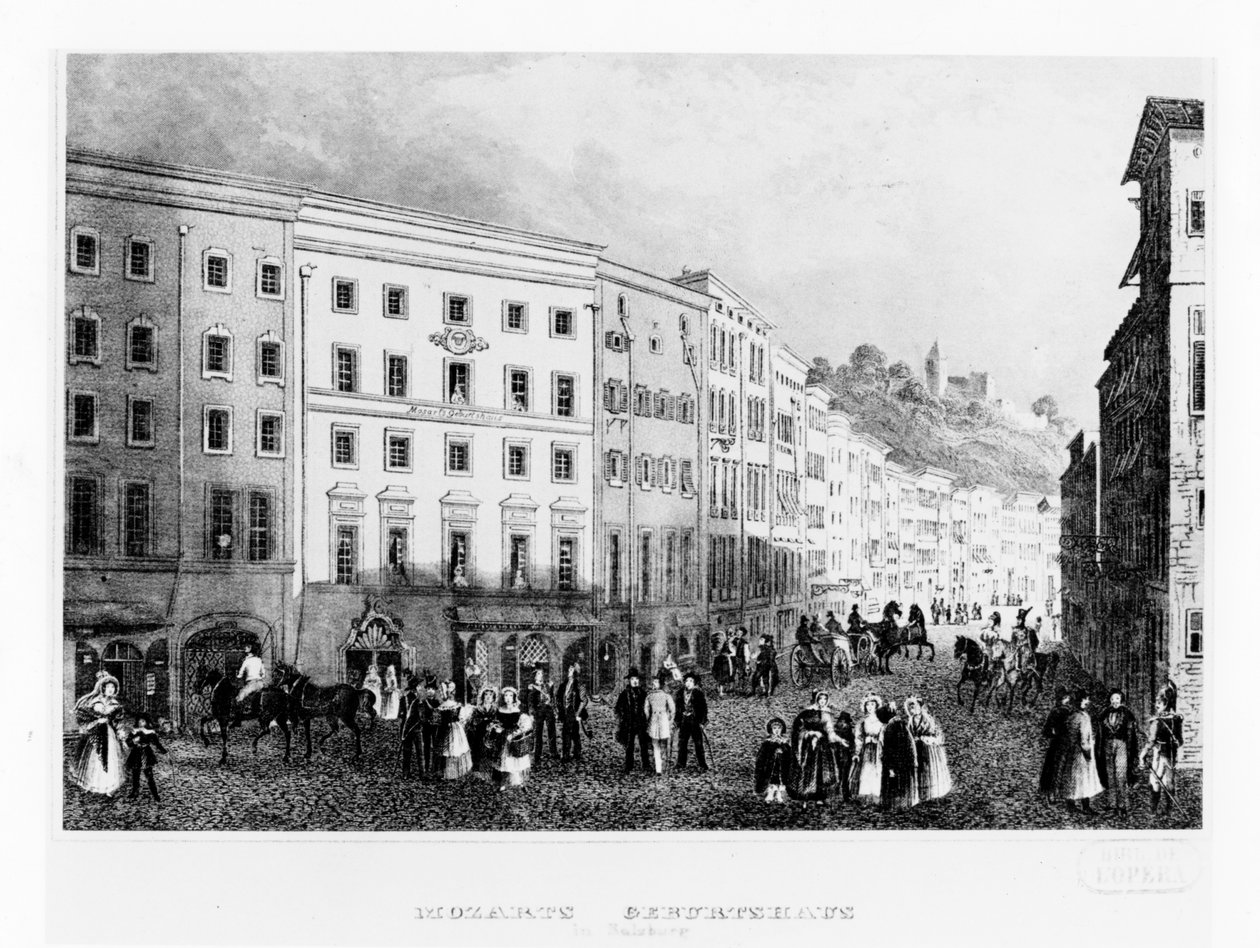 Huset i Salzburg der Mozart ble født i 1791, midten av 1800-tallet av Unbekannt