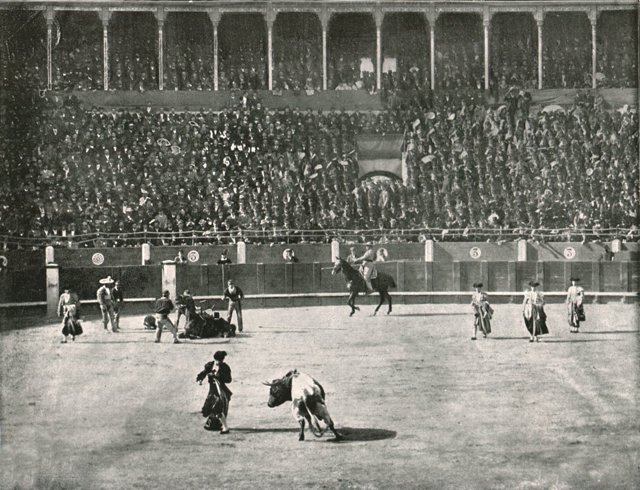 Det indre av tyrefekterarenaen, Madrid, Spania, 1895. av Unbekannt