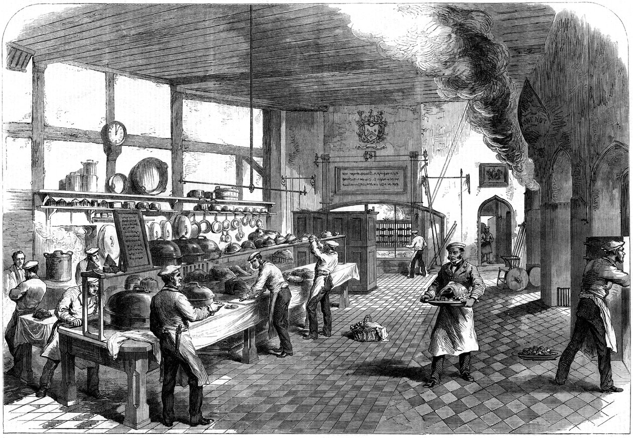 Kjøkkenet på Charterhouse School, Godalming, Surrey, 1867 av Unbekannt