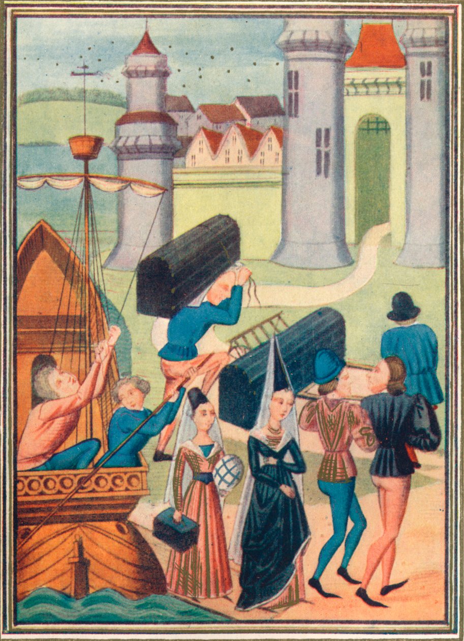 Landingen av Lady de Coucy i Boulogne, 1399 1905 av Unbekannt