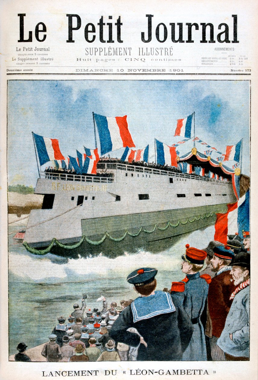 Oppskytingen av den pansrede krysseren Leon Gambetta, Frankrike, 1901 av Unbekannt