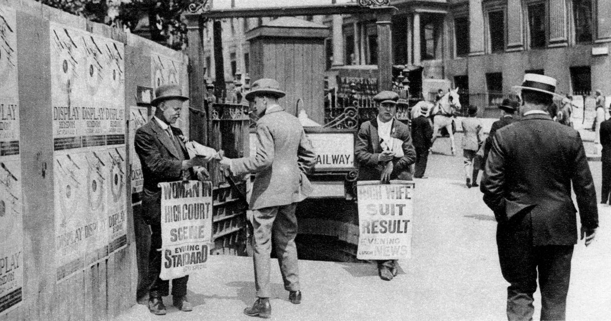 Lunsjtidsavisoverskriftene, Trafalgar Square, London, 1926-1927 av Unbekannt