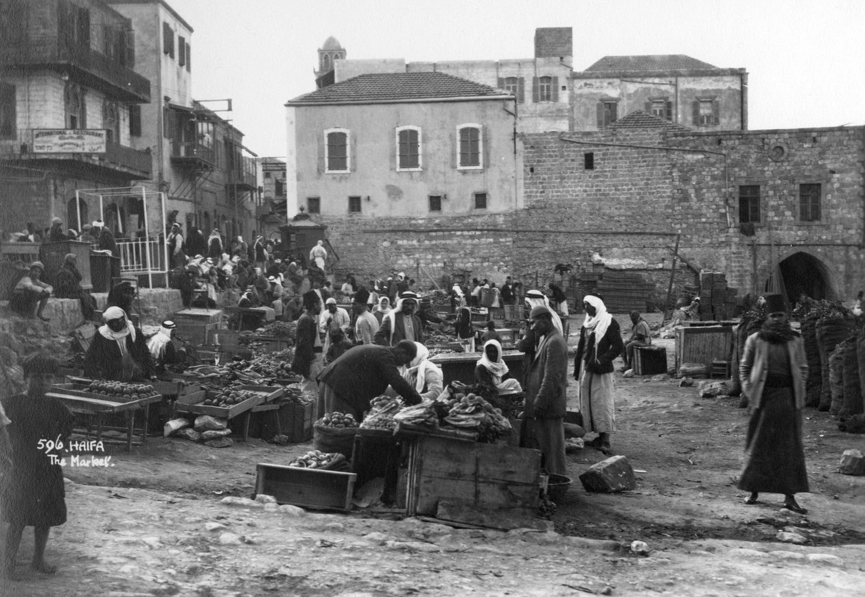 Markedet, Haifa, Palestina, c1920-c1930s av Unbekannt