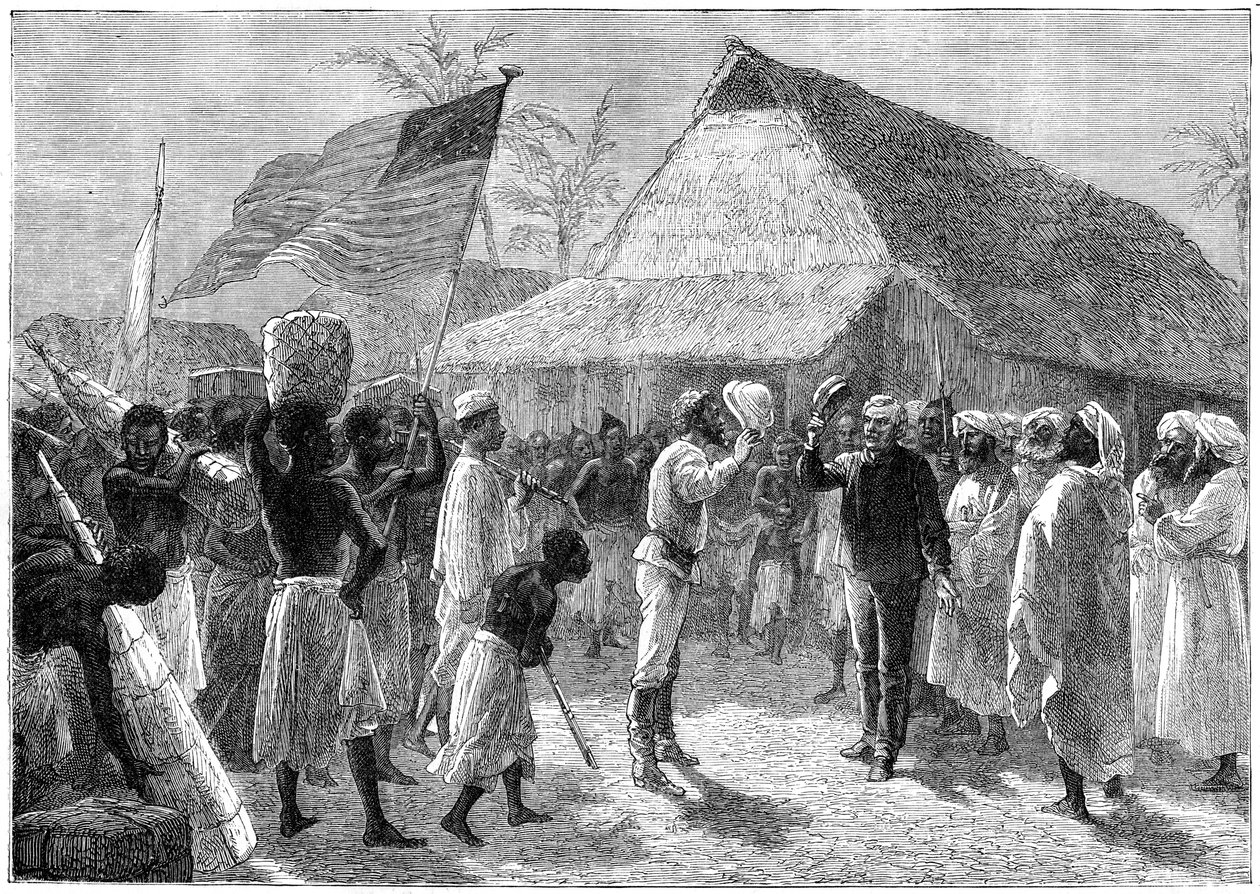 Møtet mellom Henry Morton Stanley og Dr David Livingstone, Afrika, 1800-tallet av Unbekannt