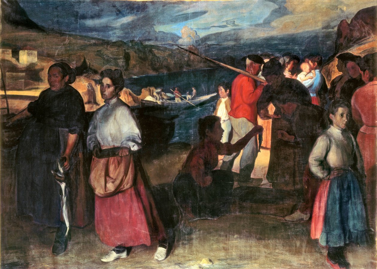 "The merchant of sardines" Maleri av Angel Larroque Echevarria (1874-1961) Olje på lerret. av Unbekannt
