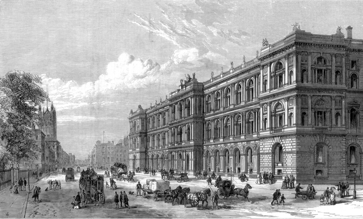 De nye hjemme- og kolonikontorene, Parliament Street, Westminster, London, 1875 av Unbekannt