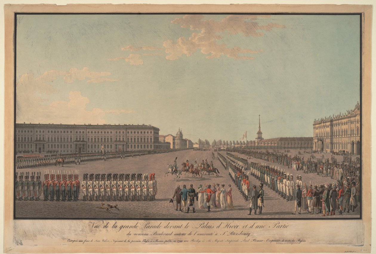 Paraden foran Vinterpalasset i St. Petersburg, 1799 av Unbekannt
