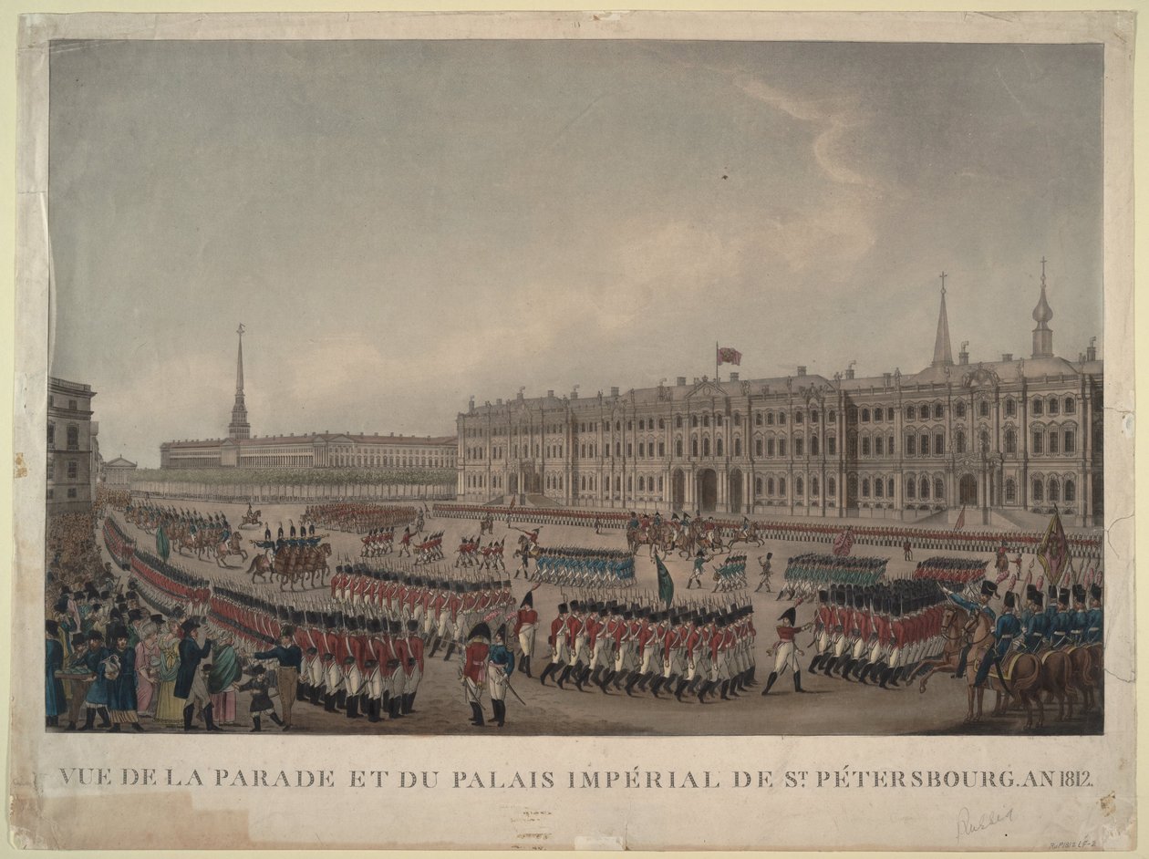 Paraden foran Vinterpalasset i St. Petersburg i 1812, 1812 av Unbekannt