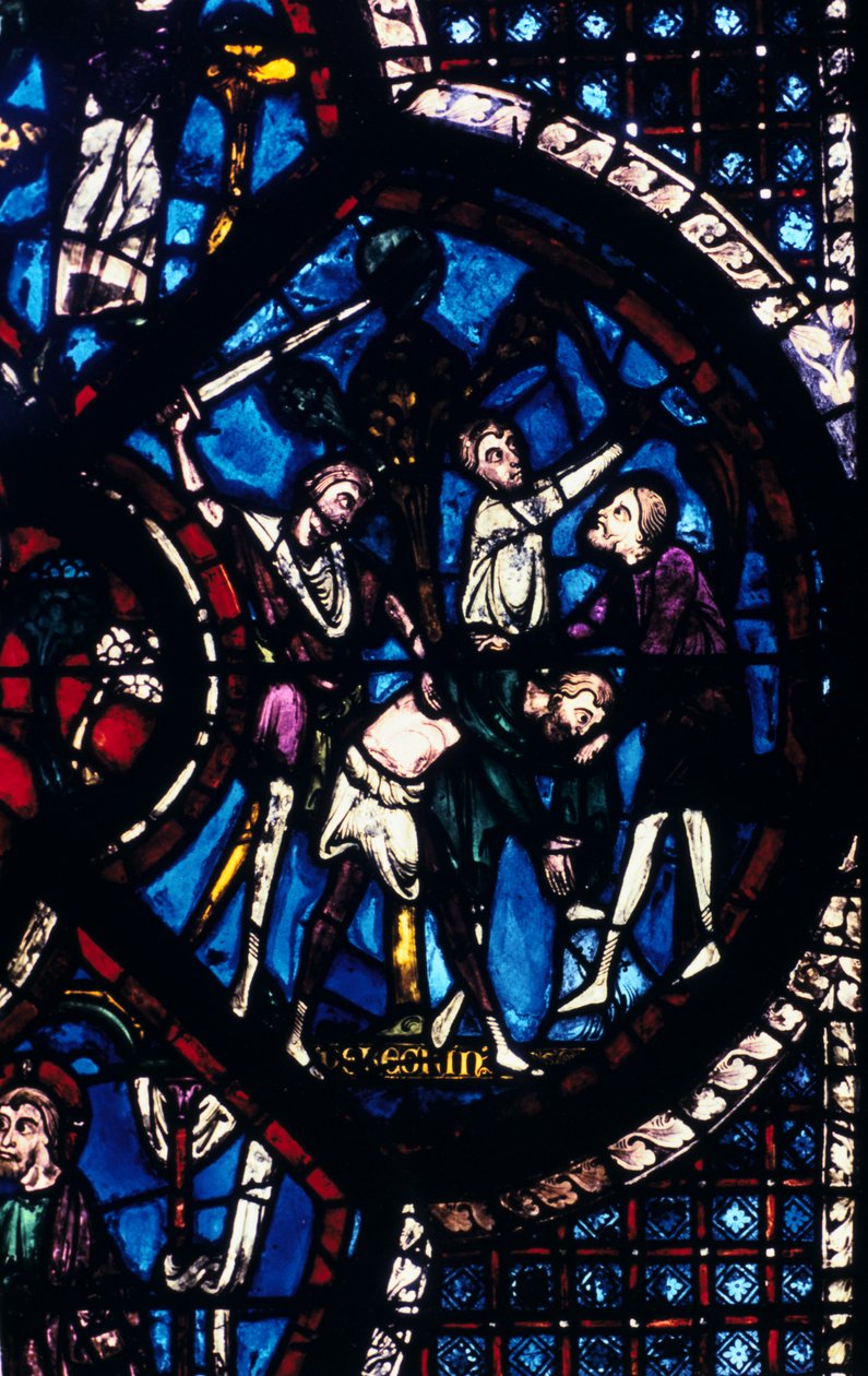 Pilegrimen angrepet av tyver, glassmalerier, Chartres katedral, Frankrike, 1205-1215 av Unbekannt