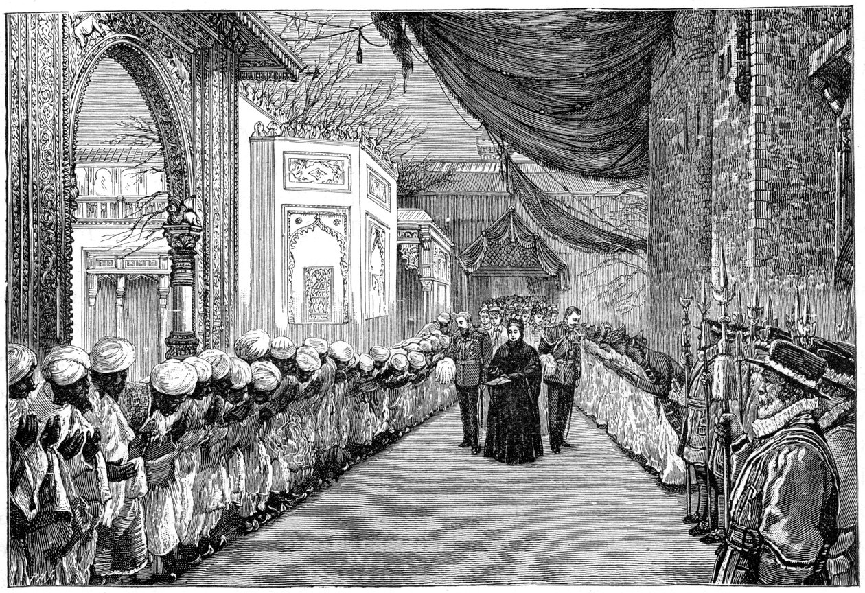 Dronningene besøker ved åpningen av Indian and Colonial Exhibition, London, 1886, 1900 av Unbekannt