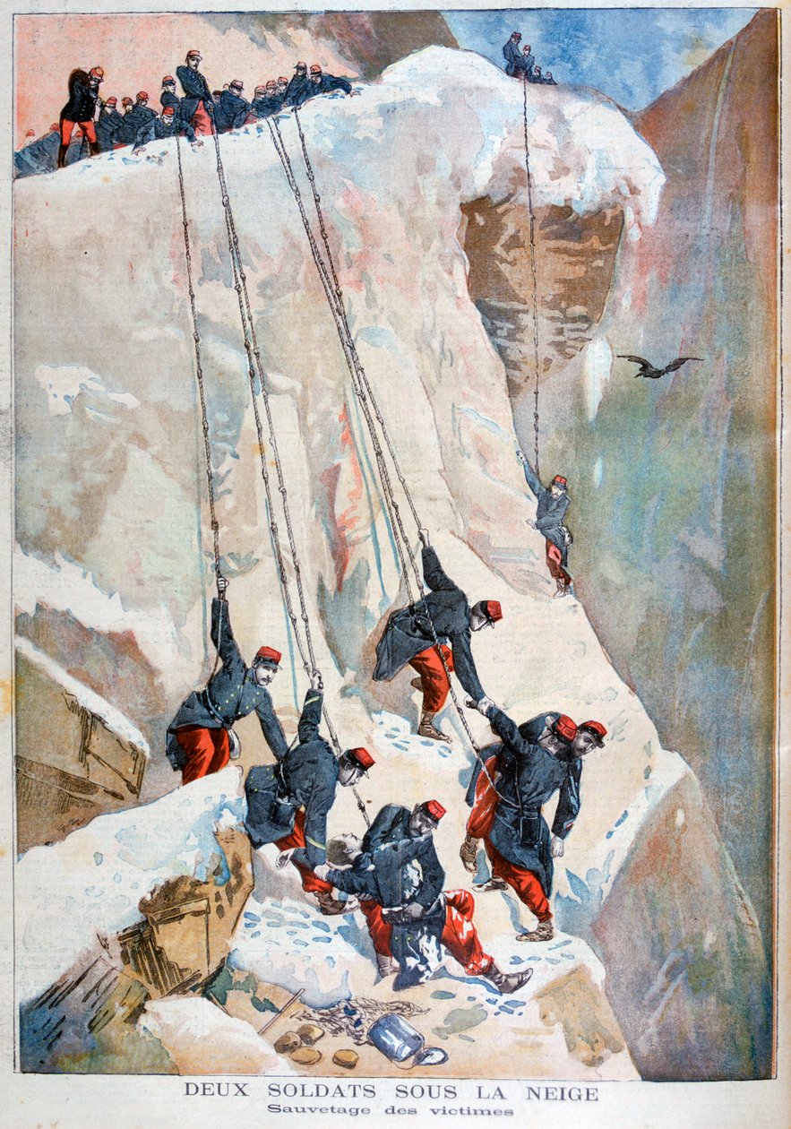 Redningen av to franske soldater etter et snøskred, 1894 av Unbekannt