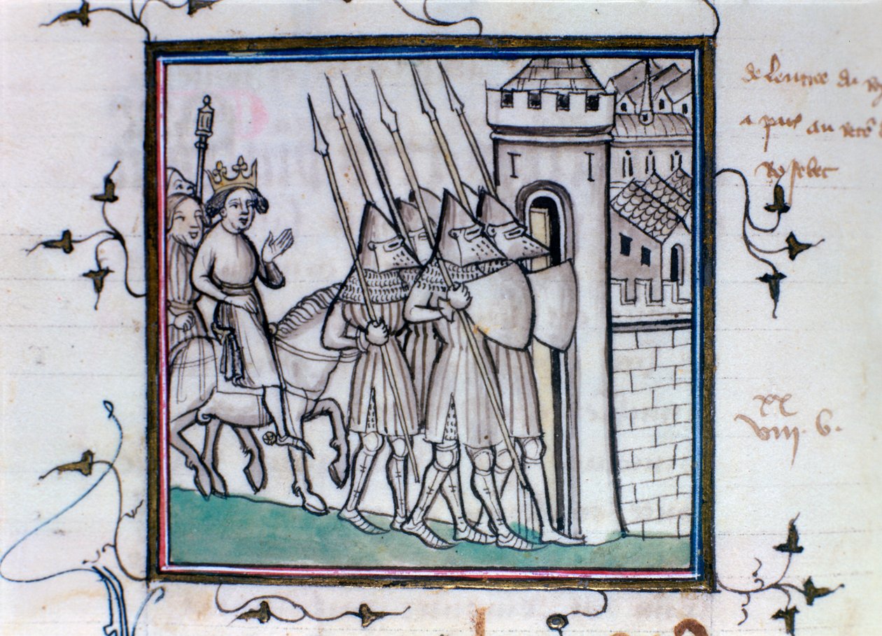Tilbakekomsten til Charles VI av Frankrike etter slaget ved Rosbecque, 1382, 1300-1400-tallet av Unbekannt