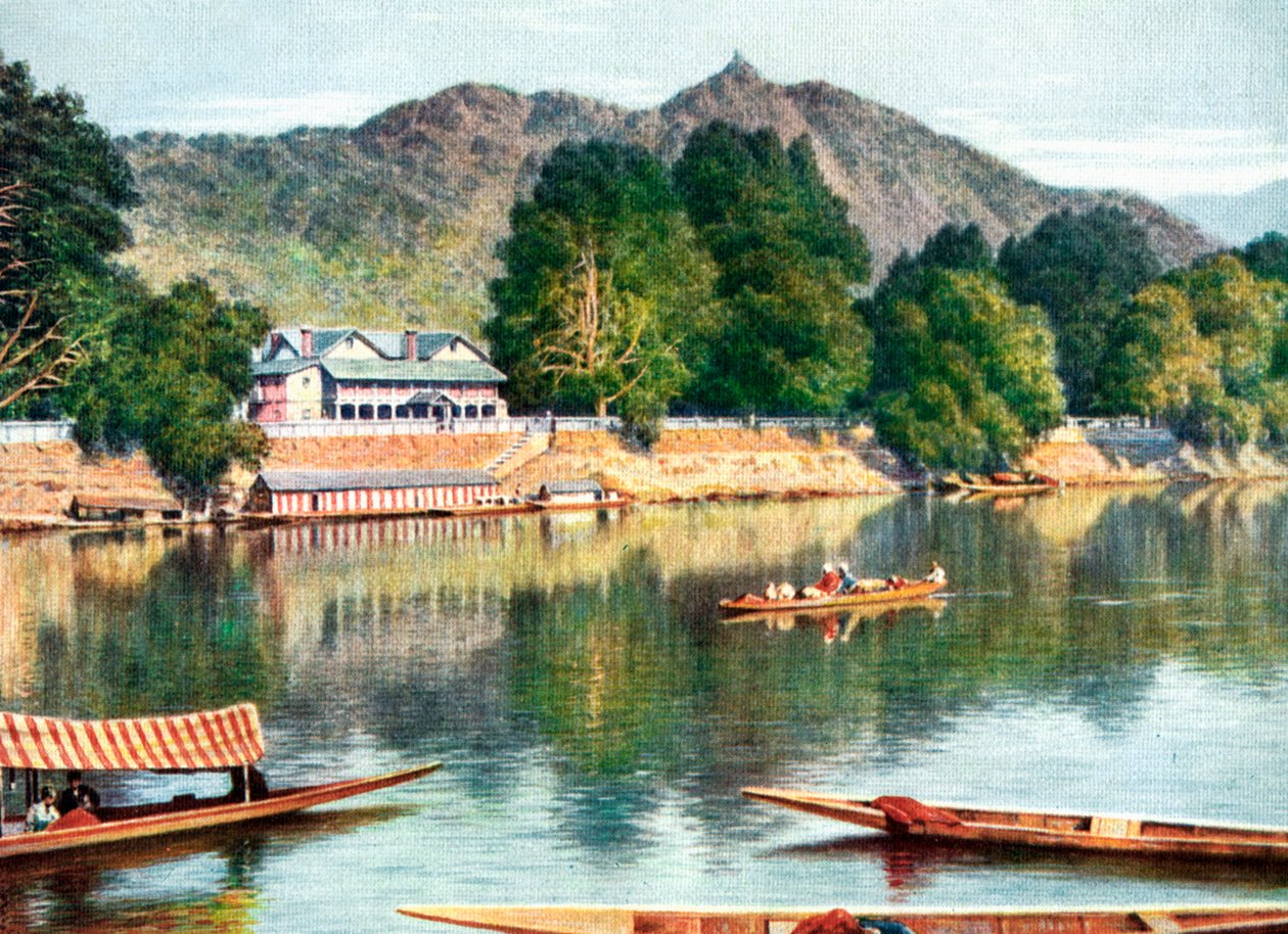 Elven Jhelum og klubbhuset i Srinagar, India, tidlig på 1900-tallet av Unbekannt
