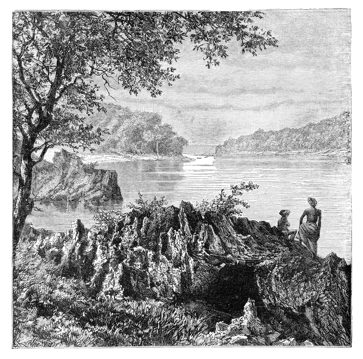 Elven Salwen, ovenfor Moulmein, Myanmar, 1895 av Unbekannt