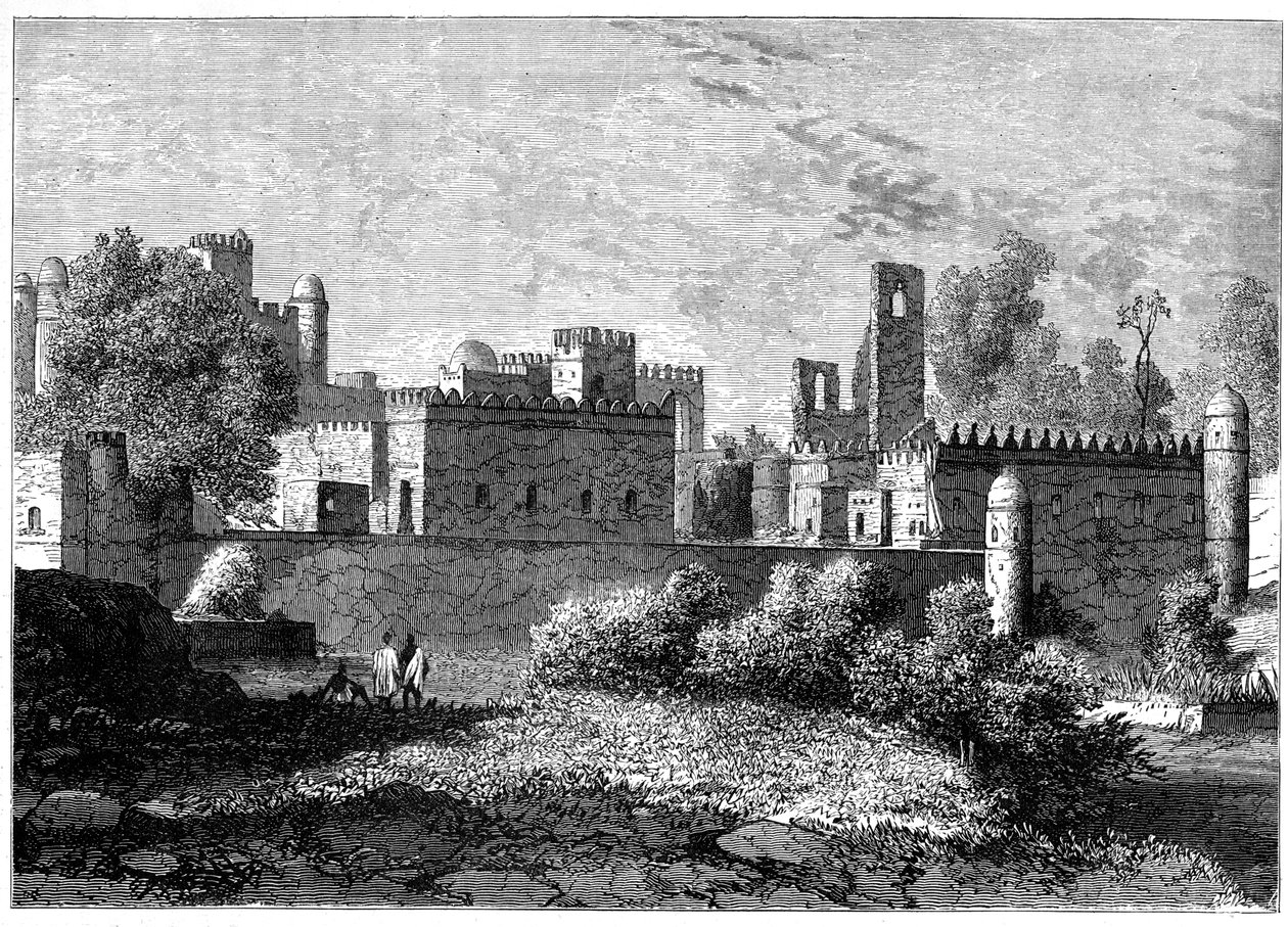 Det kongelige palasset i Gondar, den gamle hovedstaden i Abessinia, ca 1890 av Unbekannt