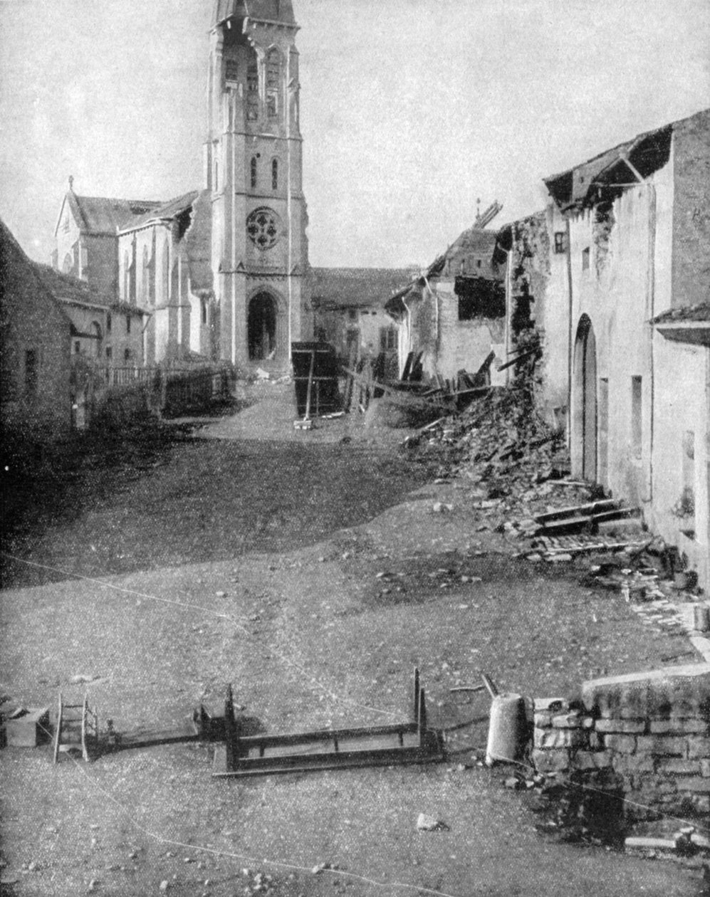 Ruinene av en landsby i Lorraine, første verdenskrig, 1915 av Unbekannt