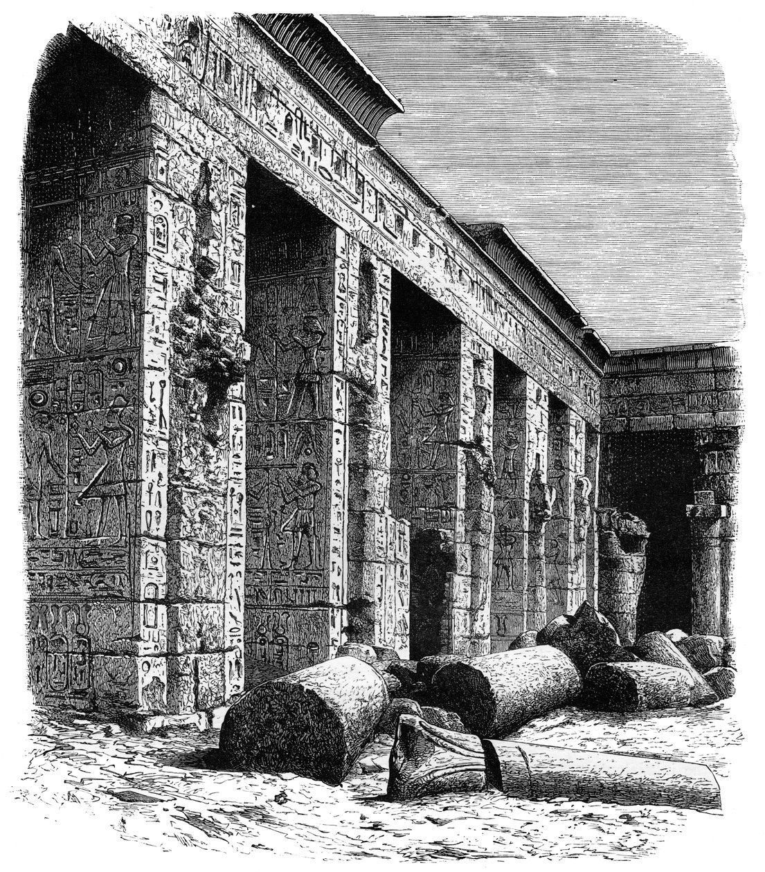 Ruinene av Palace of Rameses III, Medinet Habu, Øvre Egypt, c1890 av Unbekannt
