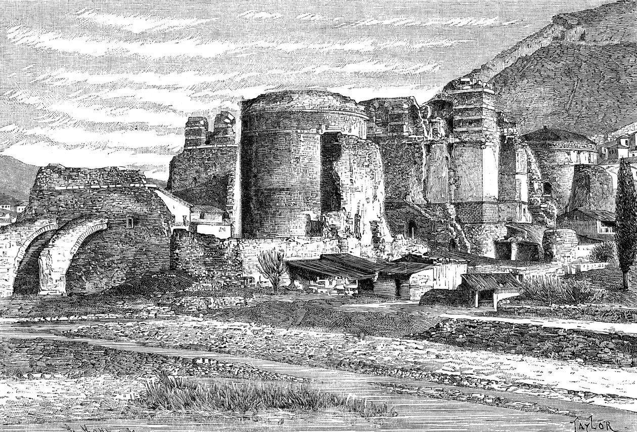 Ruinene av basilikaen i Pergamon, Tyrkia, 1895 av Unbekannt