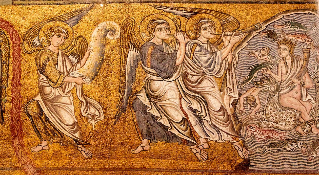 Havet ga opp sine døde The Last Judgement, Detail, 1100-tallet av Unbekannt
