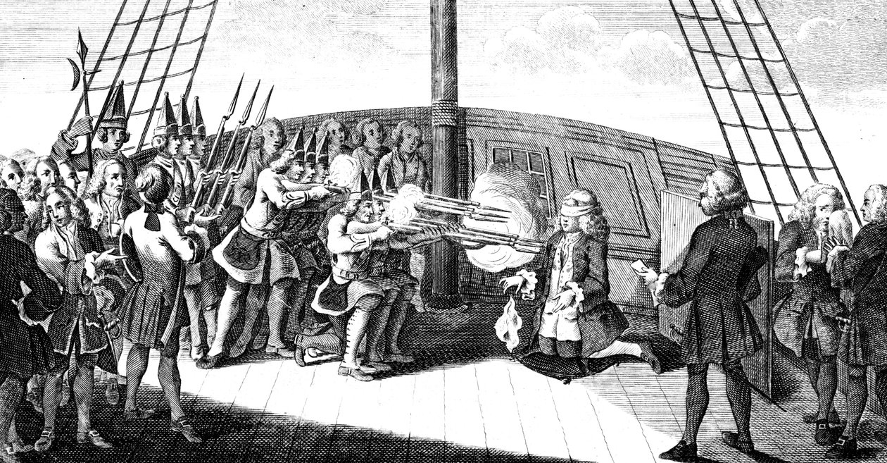Skytingen av admiral Byng om bord på Monarque, 1757 av Unbekannt